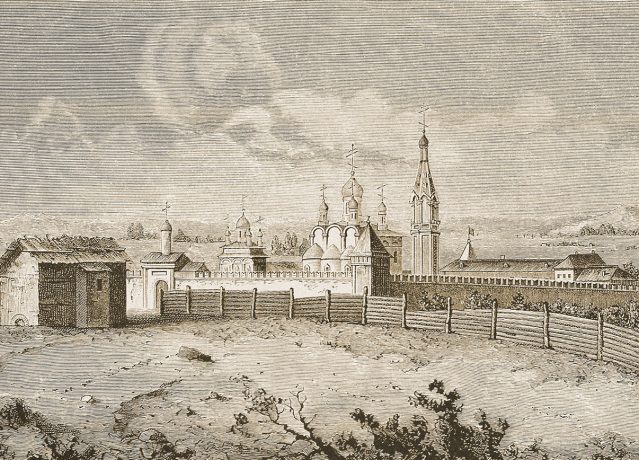 Intercession (Pokrovsky) Monastery. 1707s - 1708s. The engraving V. Picart